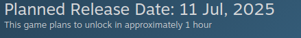 planned release date: 11 july 2025
Unlocks in approximately 1 hour